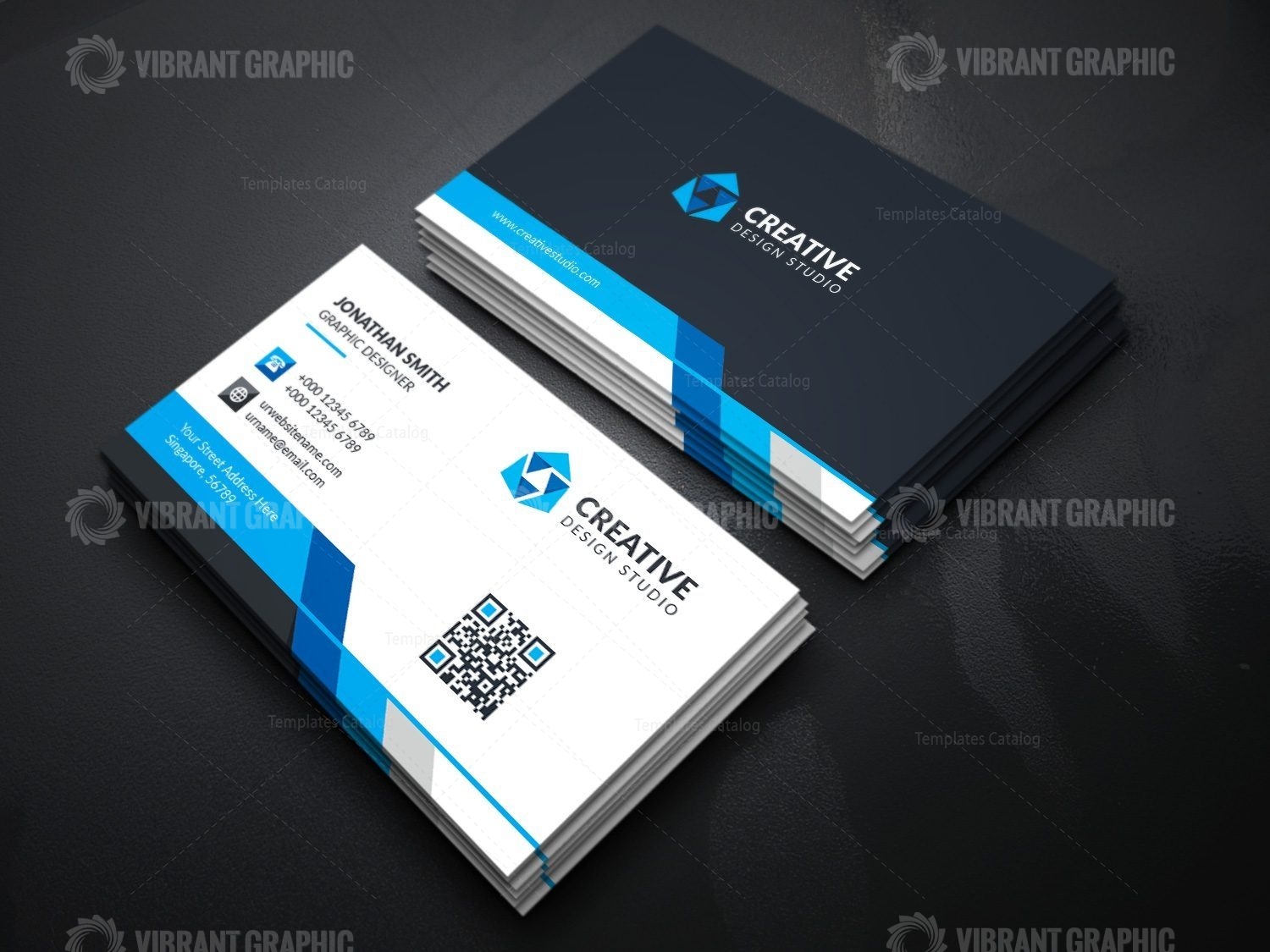 Modern Business Card Template with Creative Design - Vibrant Graphics ...