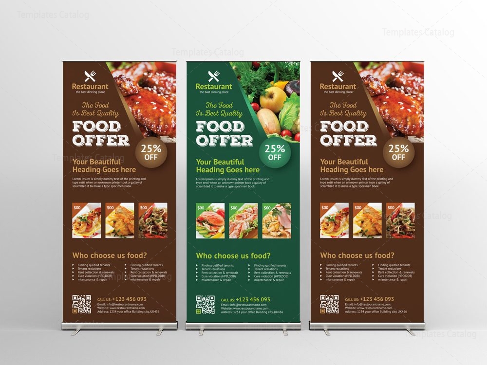 Luxury Restaurant Roll-Up Banner Design Template