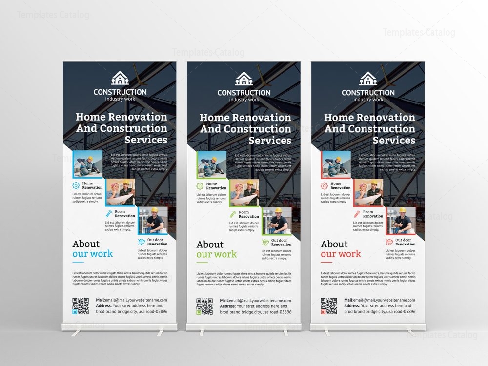Modern Construction Roll-Up Banner Template