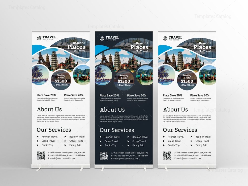 Travel Agency Roll-Up Banner Design Template