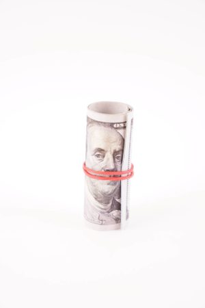 Roll of Dollar Banknotes Isolated