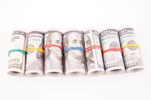 Rolls of Dollar Banknotes Isolated